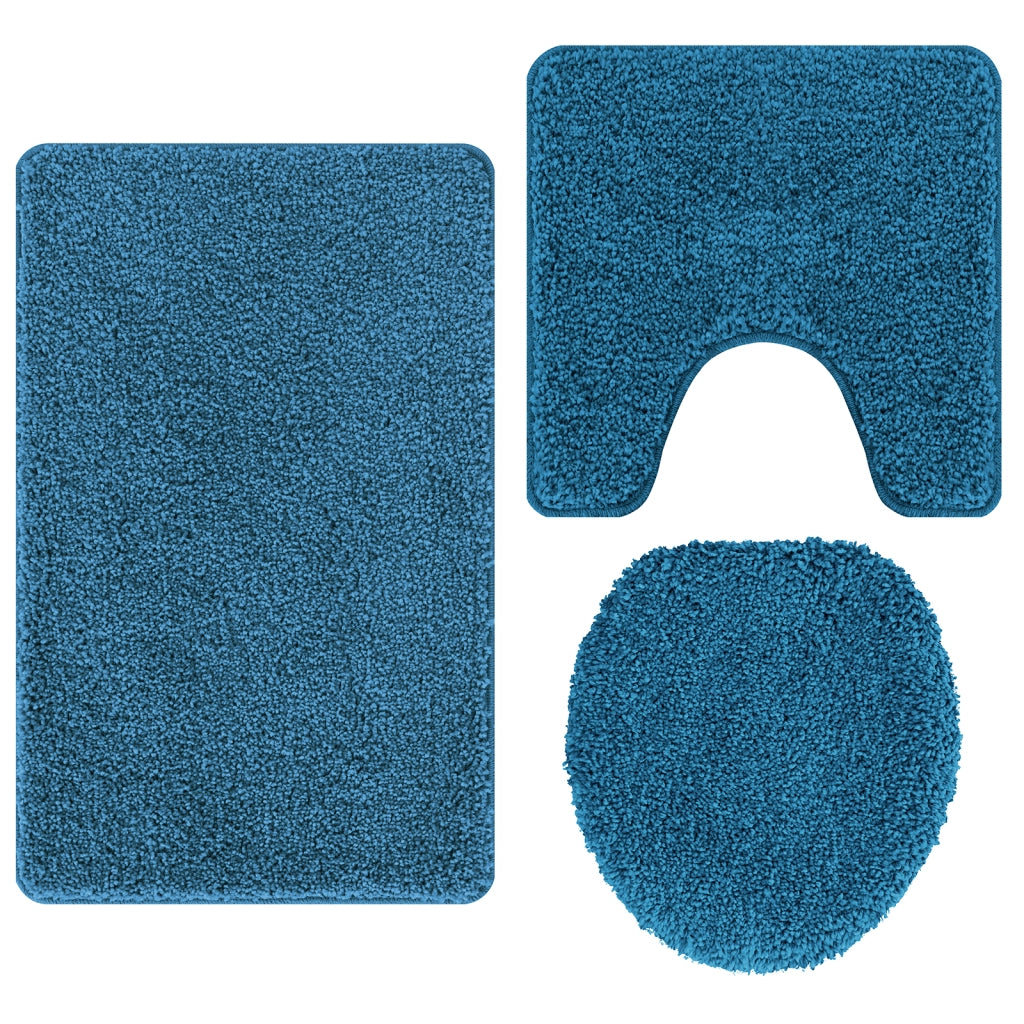 Set di 3 tappetini da bagno vitaXL Blu in Polipropilene Antiscivolo