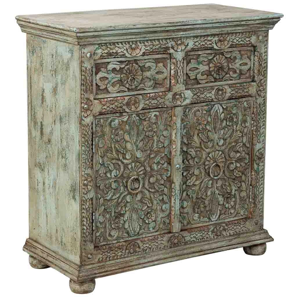 Aparador de madera verde 90x40x90