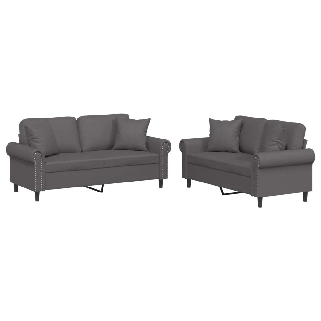 Set di Divani 2 pz con Cuscini Grigio in Similpellecod mxl 130854