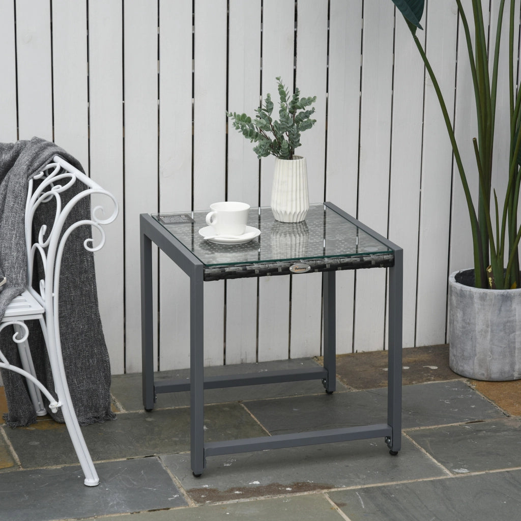 Tavolino da Caff¨¨ da Giardino Piano in Vetro Temperato in Rattan