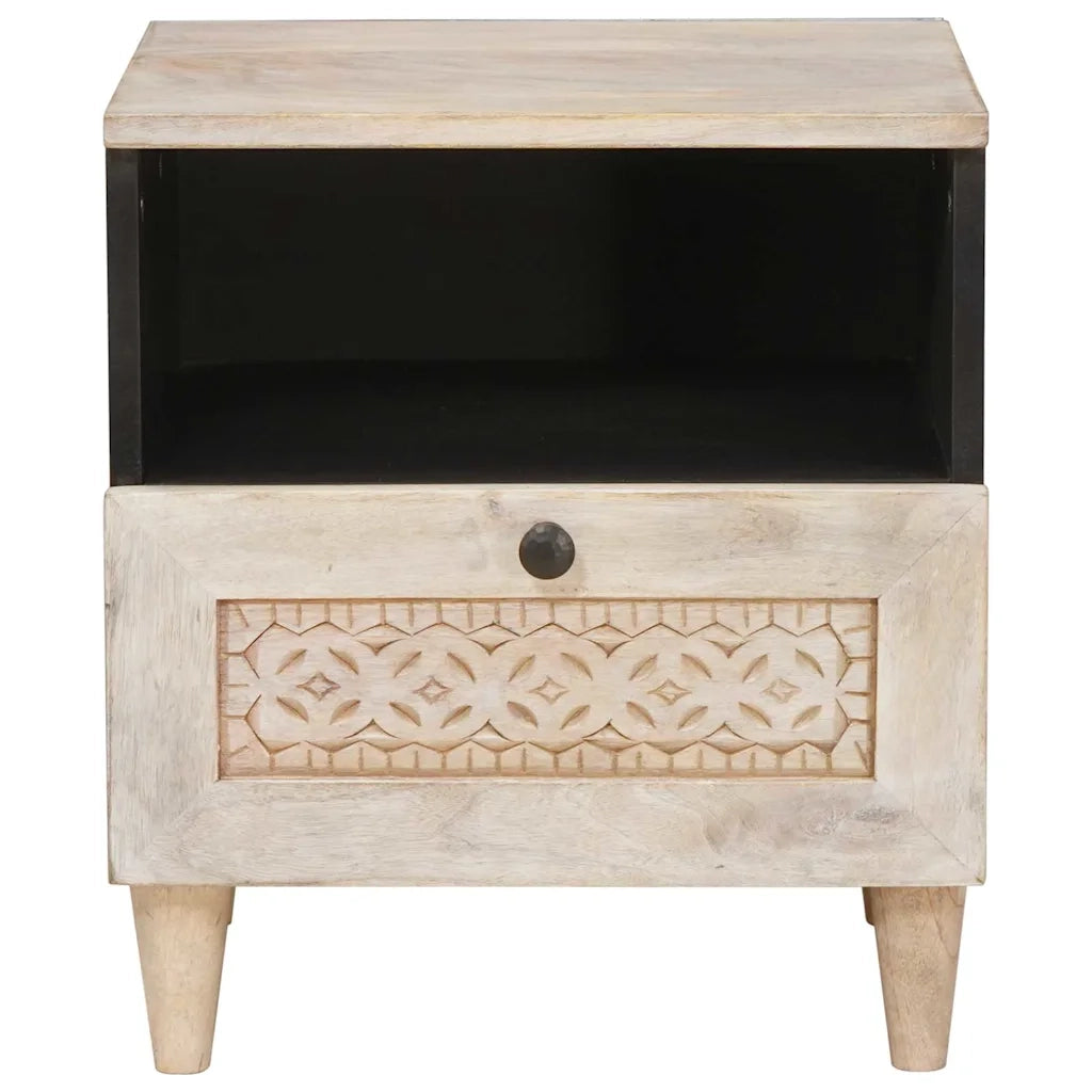 vidaXL Comodino Beige 40 x 33 x 46 cm legno massello di mango