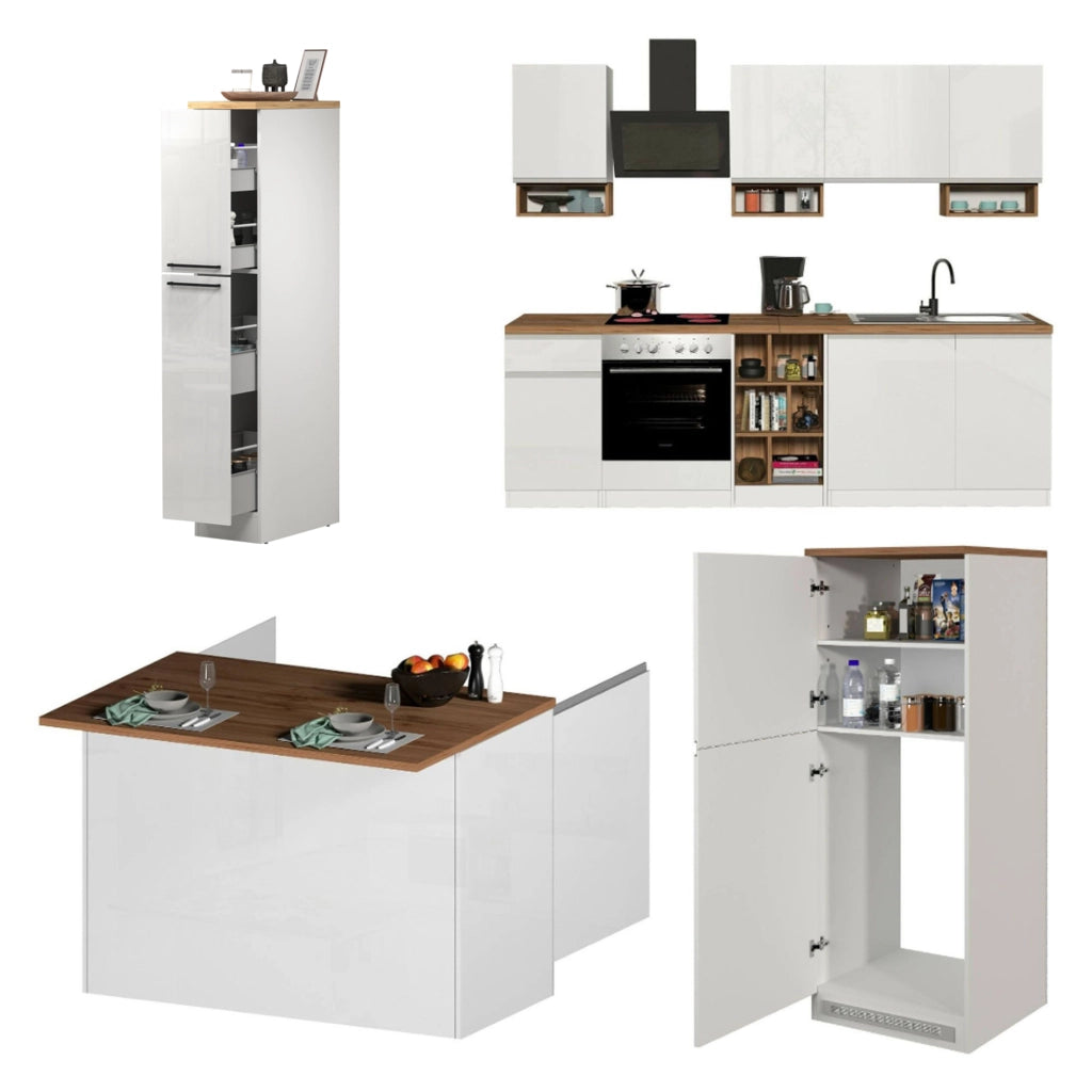 Cucinino Armend, Cucina 3 Cassetti, Elettrodomestici non inclusi, Made in Italy, Bianco Lucido