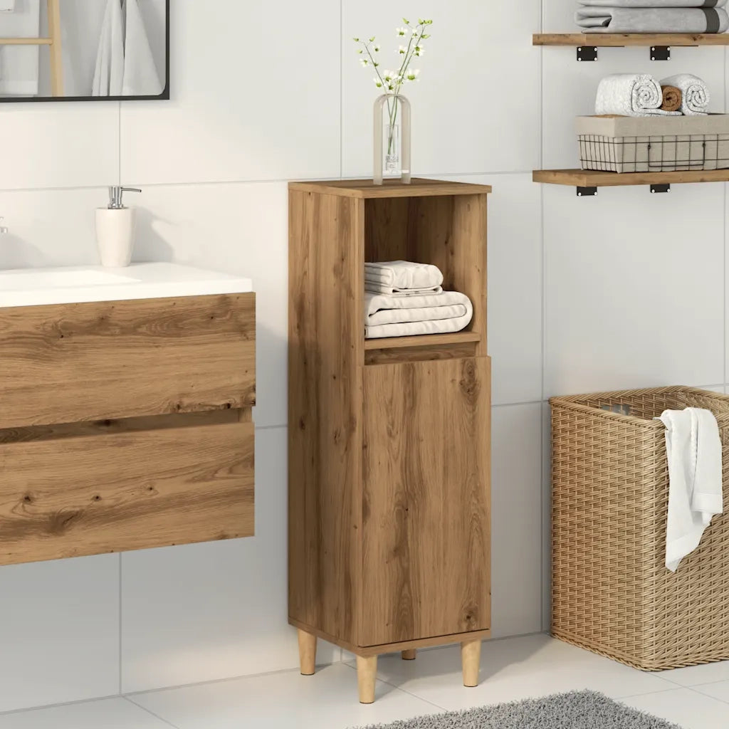 Armadietto da Bagno | Armadio da bagno Rovere Artigianale 30x30x100 cm Truciolato
