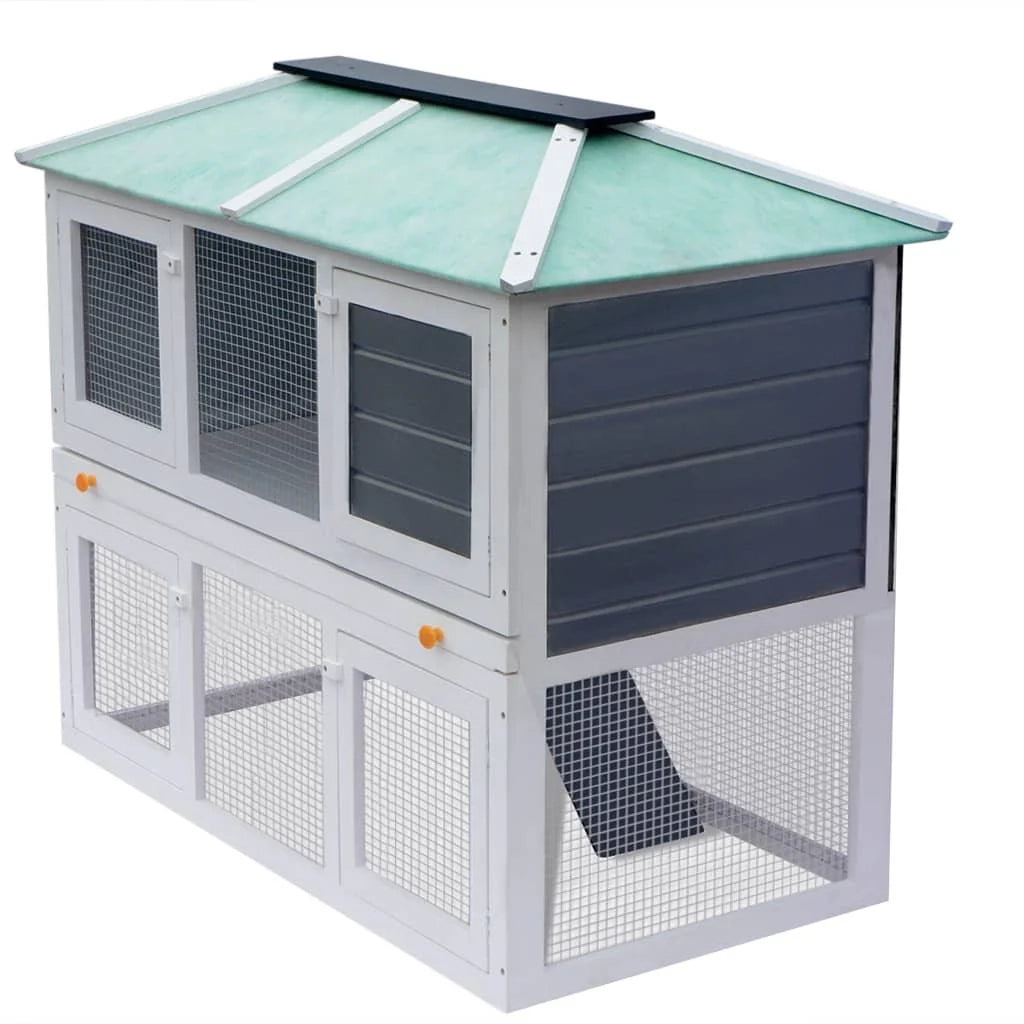 Gabbia doppia per animali domestici 130 x 68 x 105 cm verde e bianco legno 02_0000571