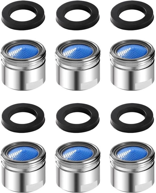 6 luci per rubinetto M18, con 6 kit di sigillaggio, accessori per filtro di rubinetto con filtro ABS, per cucina e bagno - argento - 18mm