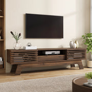 Mobile TV 150x35x44 cm con ante a lamelle in MDF noce