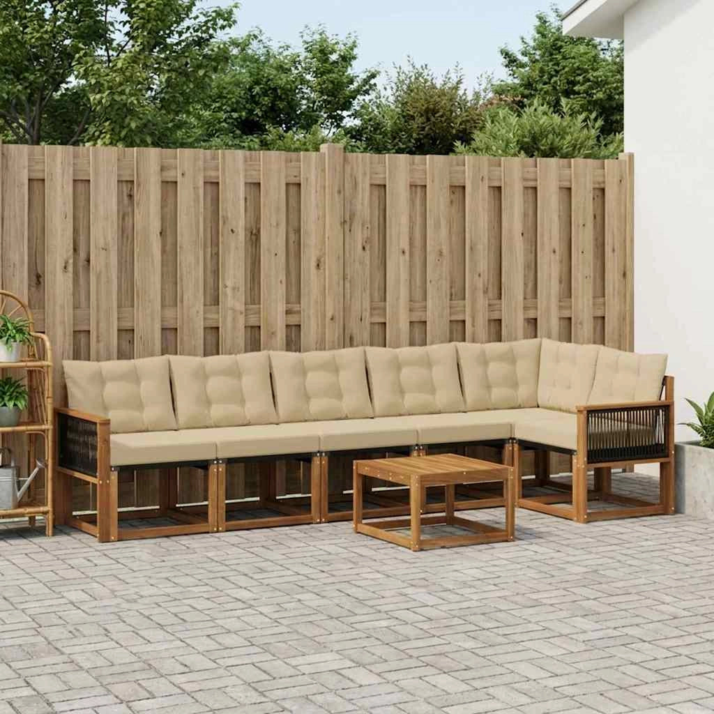 Set di divani da esterno 7 pz Naturale e Beige 3382001