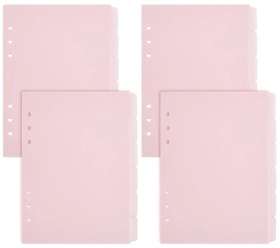 Set di separatori per documenti A5 - 4/6 pezzi - Plastica rosa - Inseribili - Organizzazione documenti - Adatto per scuola/ufficio - Separatori per documenti