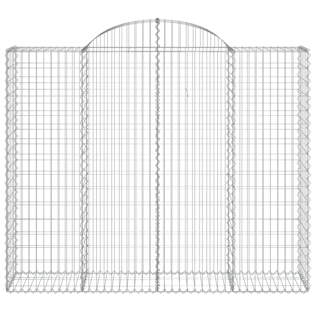 Cestini gabbioni recinzione a gabbia muro di contenimento ad arco 5 pezzi 200 x 50 x 160/180 cm ferro zincato argento 02_0040890