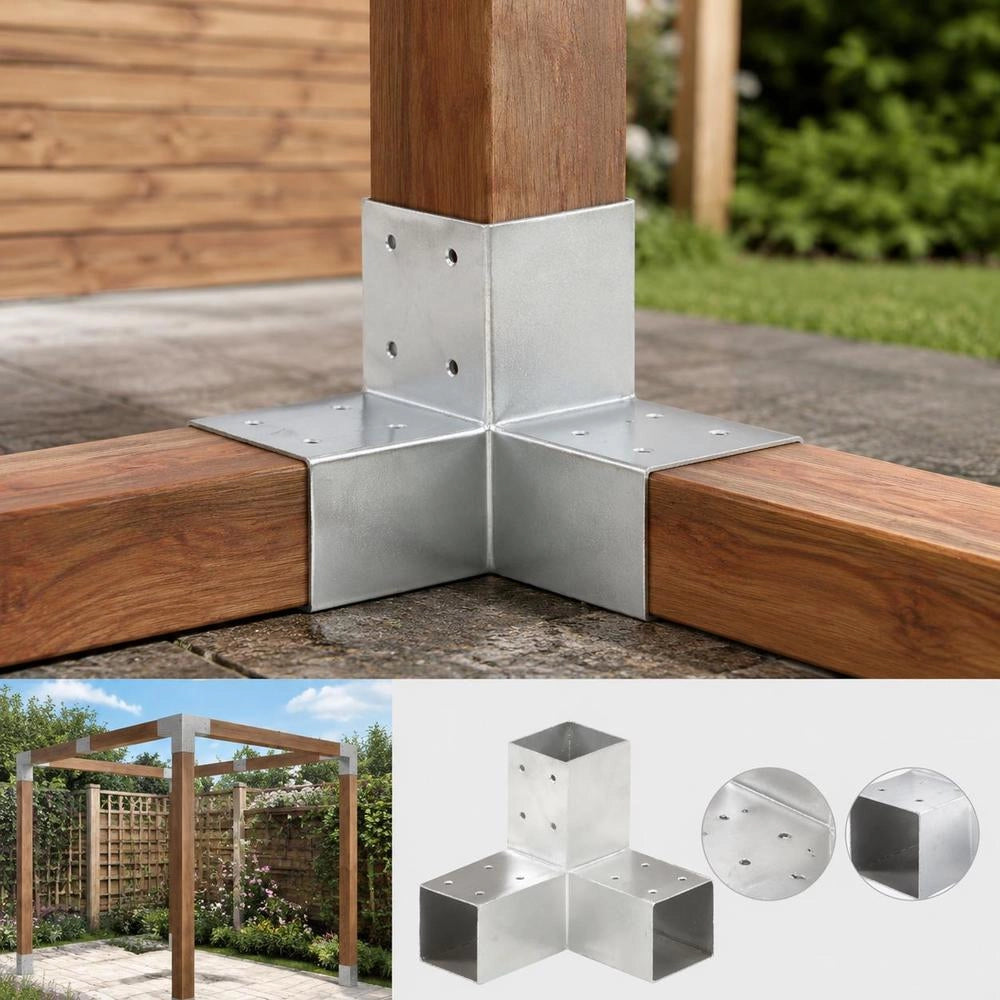 Post Connector Y-shape, Galvanized Metal, 71 X 71 Mm