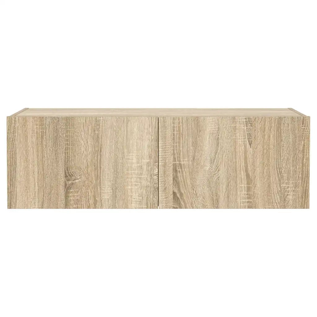 Mobile TV a Parete con Luci LED Rovere Sonoma 100x35x31 cm 837297