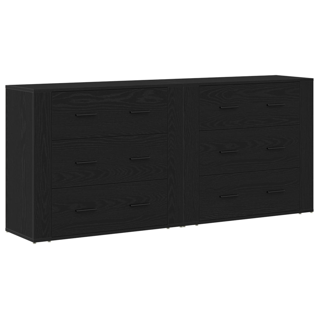Mobiletti 2 pz in rovere nero legno ingegnerizzato