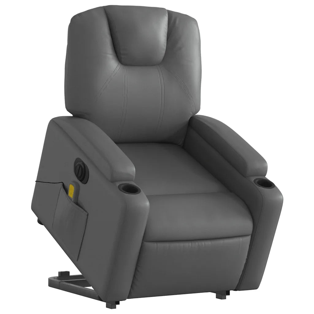 Poltrona Alzapersona Elettrica Reclinabile Grigio in Similpelle 3204454
