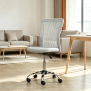 Sedia da ufficio girevole ergonomica senza braccioli in tessuto mesh grigio