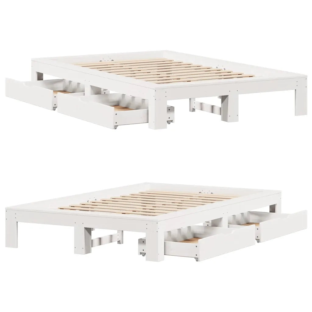 Giroletto senza Materasso Bianco 120x190 cm Legno Massello Pino 3309018