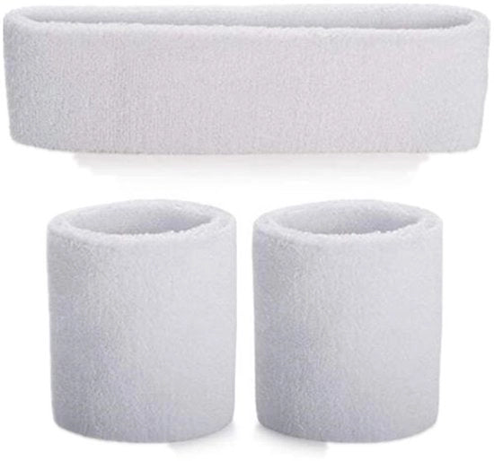 Set di fasciature sportive - Fascia frontale cranica e fascia polso 3 pezzi - Leggermente spessi - Elastico intrecciato - Fascia sportiva - Per palestra, tennis, ginnastica, calcio