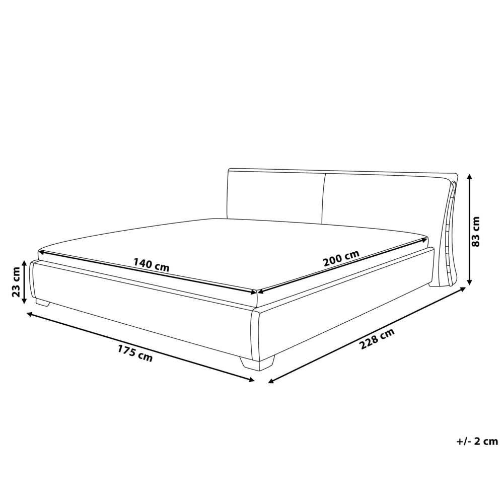 Letto ad acqua grigio poliestere imbottito doppia dimensione 140 x 200 cm moderno design glamour poggiatesta curvo