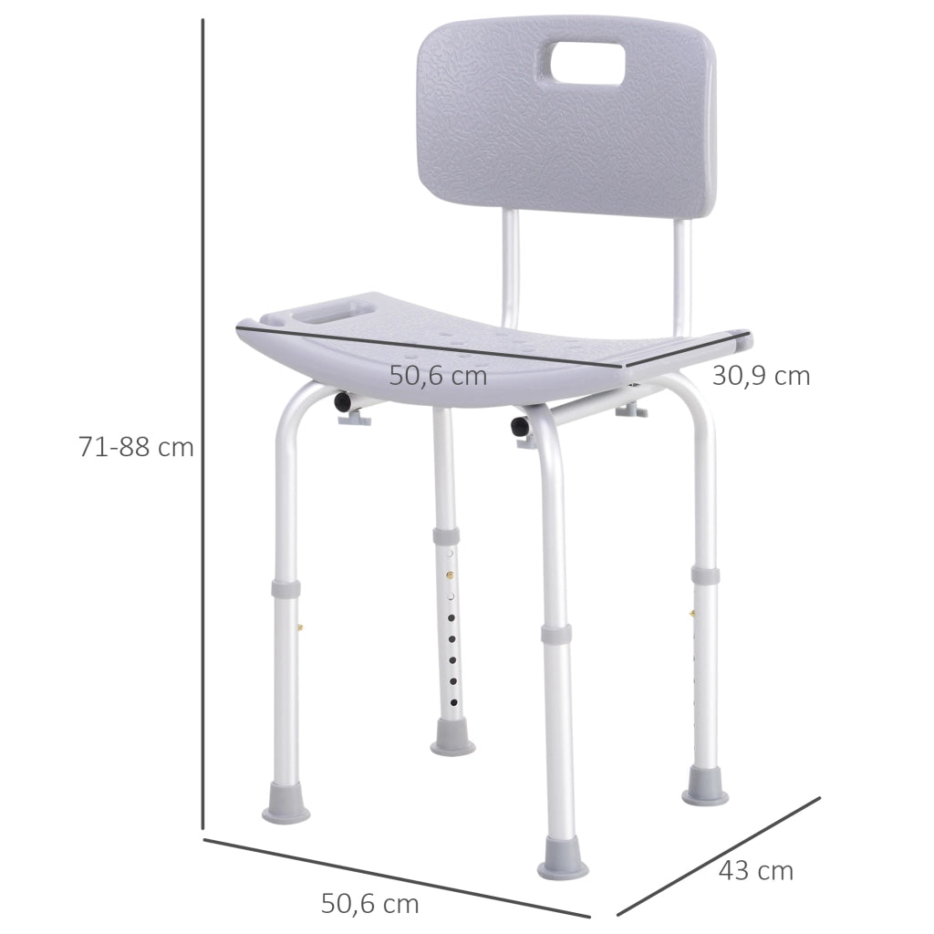 Sedia da Doccia Ergonomica Regolabile ¨C Zephmum ¨C Grigio HDPE 136kg