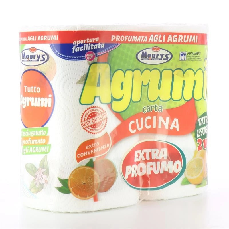 ASCIUGATUTTO MAURY'S IN SET DA 2 ROTOLI A 2 VELI DA 480 GR CON AGRUMI