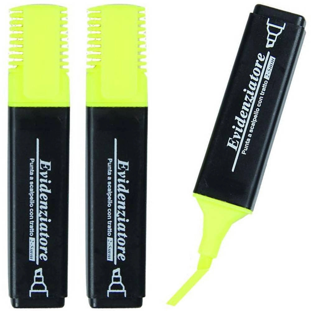 Trade Shop - Set 3 Pezzi Evidenziatore Giallo Penna Penne Fluo Evidenziatori Scuola Ufficio -