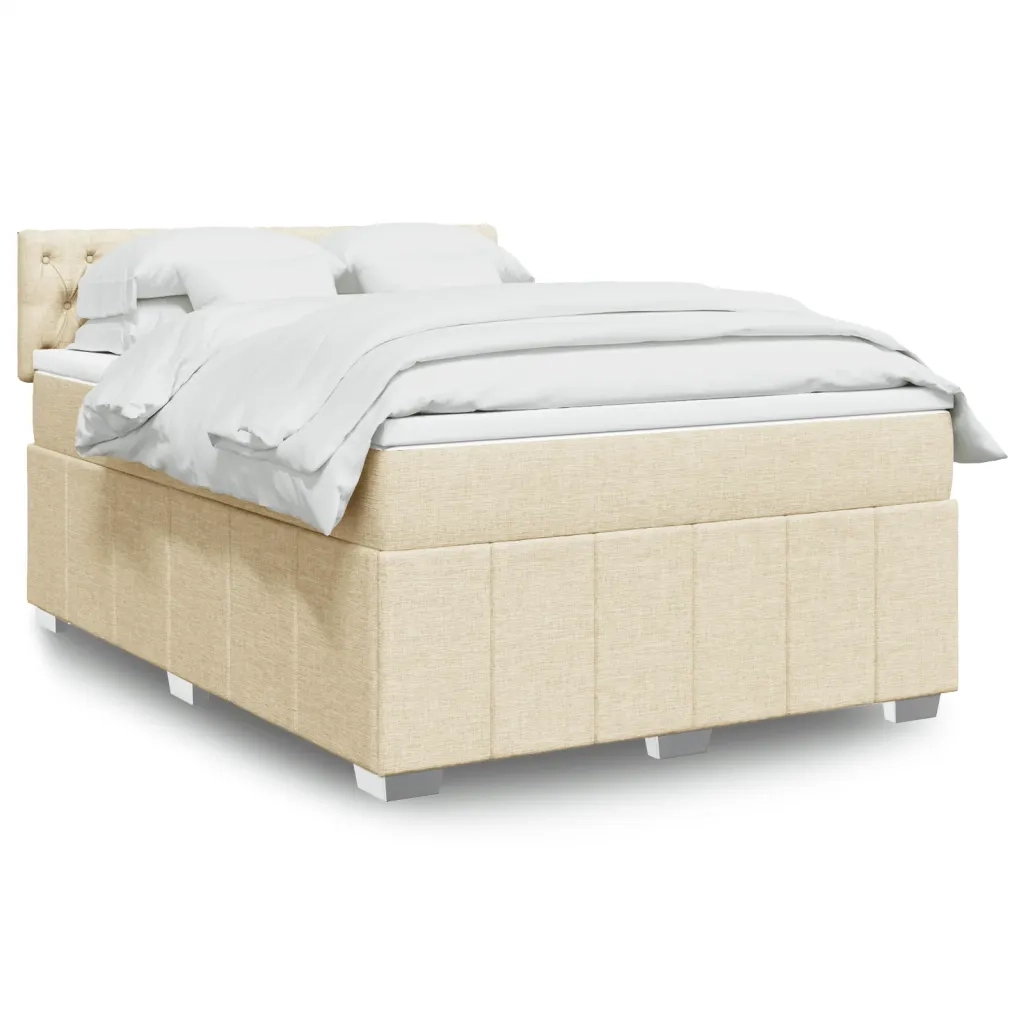 Giroletto a Molle con Materasso Crema 140x200 cm in Tessuto