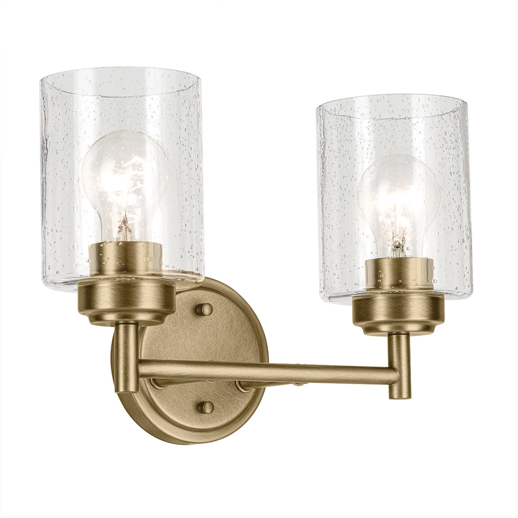 Applique WINSLOW industriale ottone 2 luci vetro Kichler