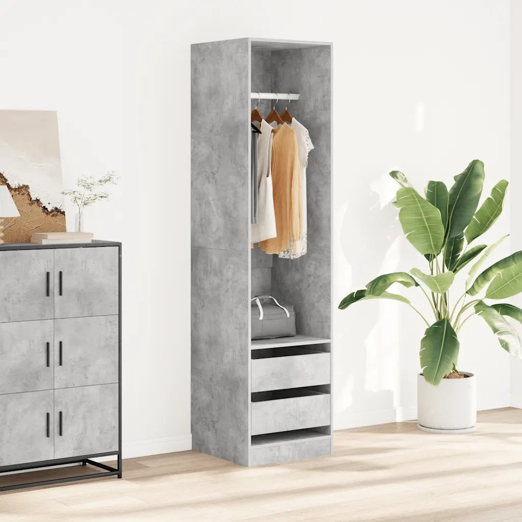 Armadio Cassetti Grigio Cemento 50x50x200 cm Legno Multistrato CFW8107061