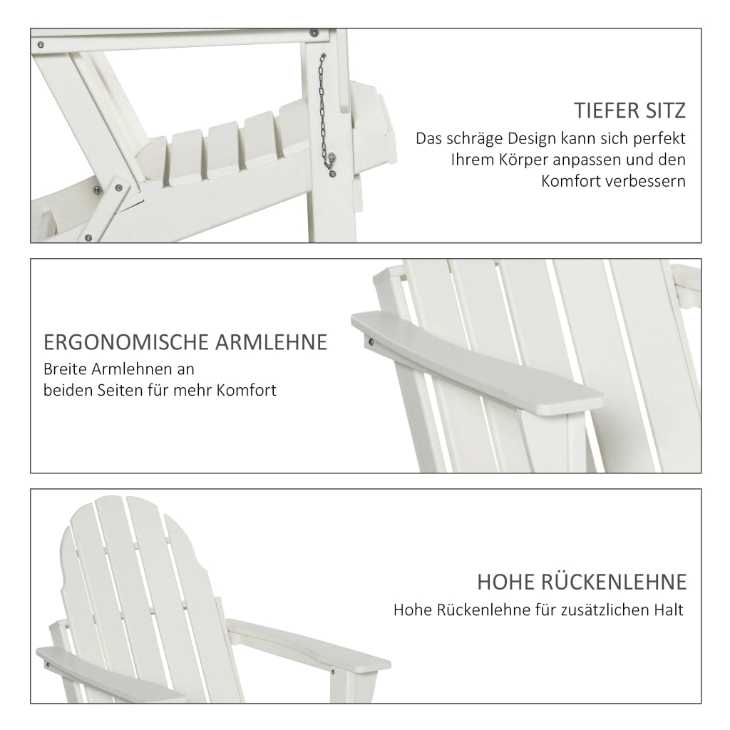 Sedia Adirondack pieghevole per balcone e giardino bianca