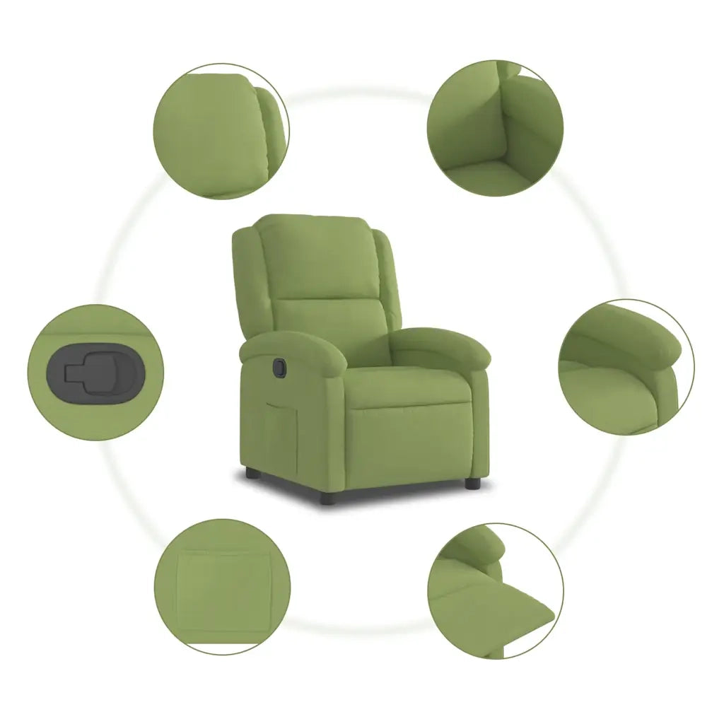 Divano Sedia-Poltrona Reclinabile Verde Chiaro in Velluto 881329