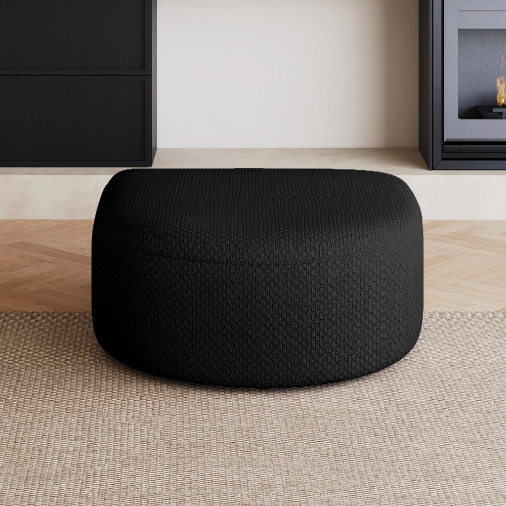 Pouf in tessuto senza montaggio con seduta confortevole e struttura imbottita per soggiorno nero 93 × 22 × 22 cm
