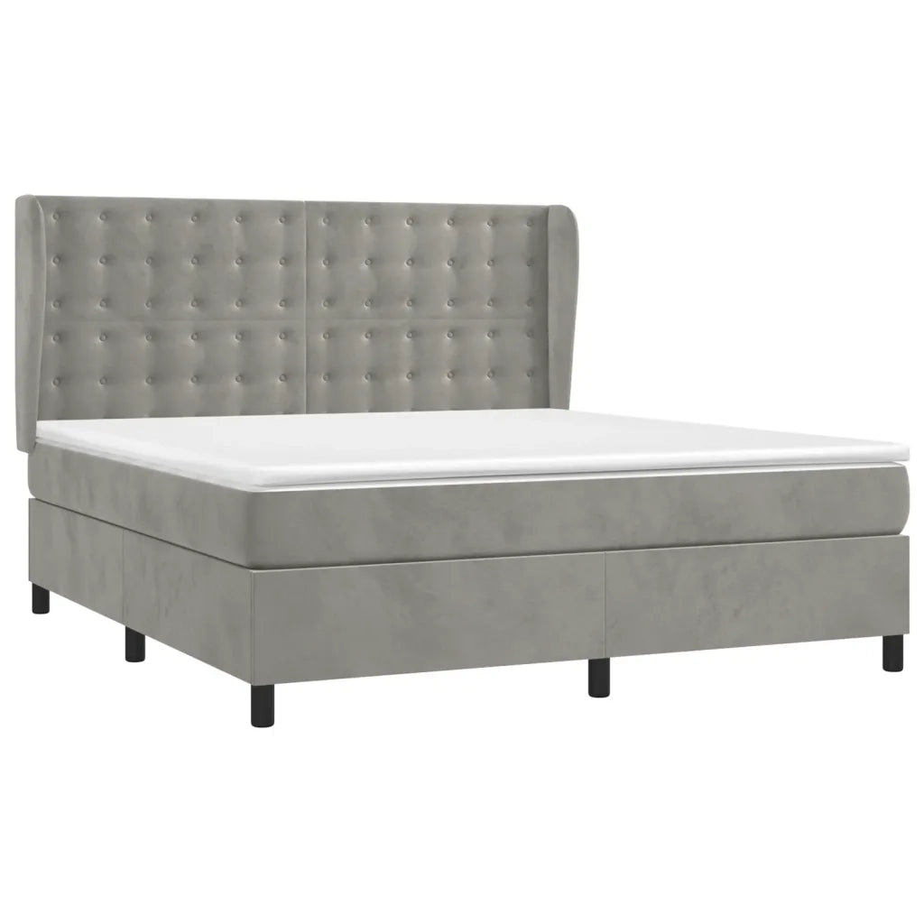 Giroletto a Molle con Materasso Grigio Chiaro 160x200cm Velluto 3129459