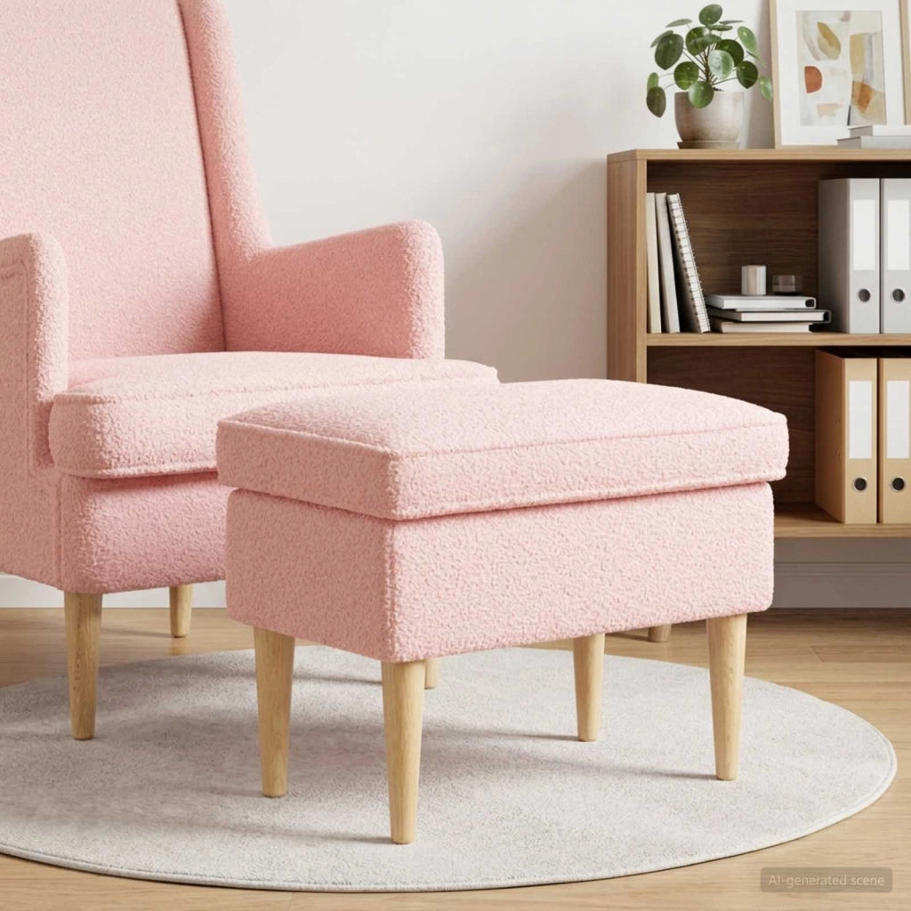 Poggiapiedi Rosa 55 x 35 x 41 cm Bouclé 42029985