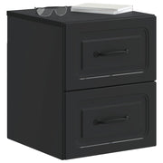 Comodino | Armadio da Notte | Mobiletto da notte a muro con cassetto Nero 34,5 x 33 x 40 cm