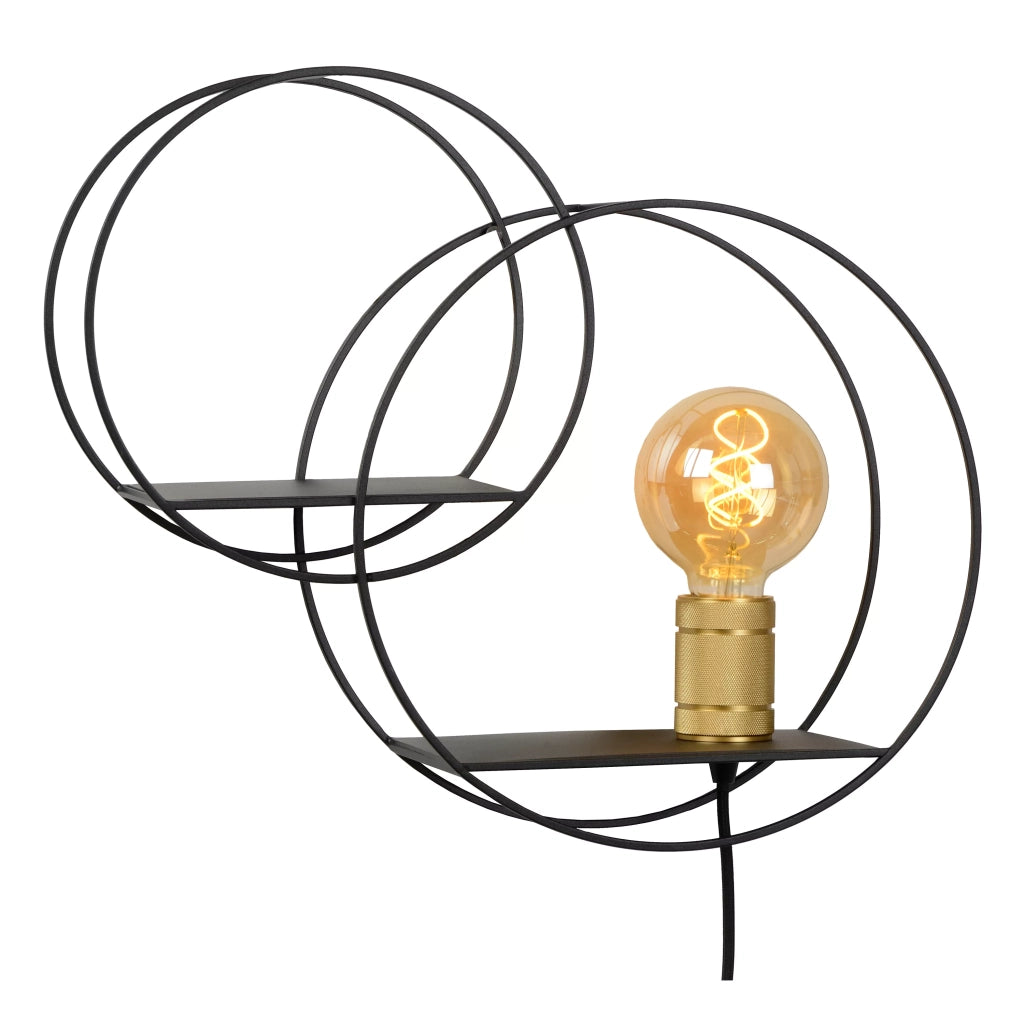Applique con mensola CIRCLE nero/oro E27 40W Lucide