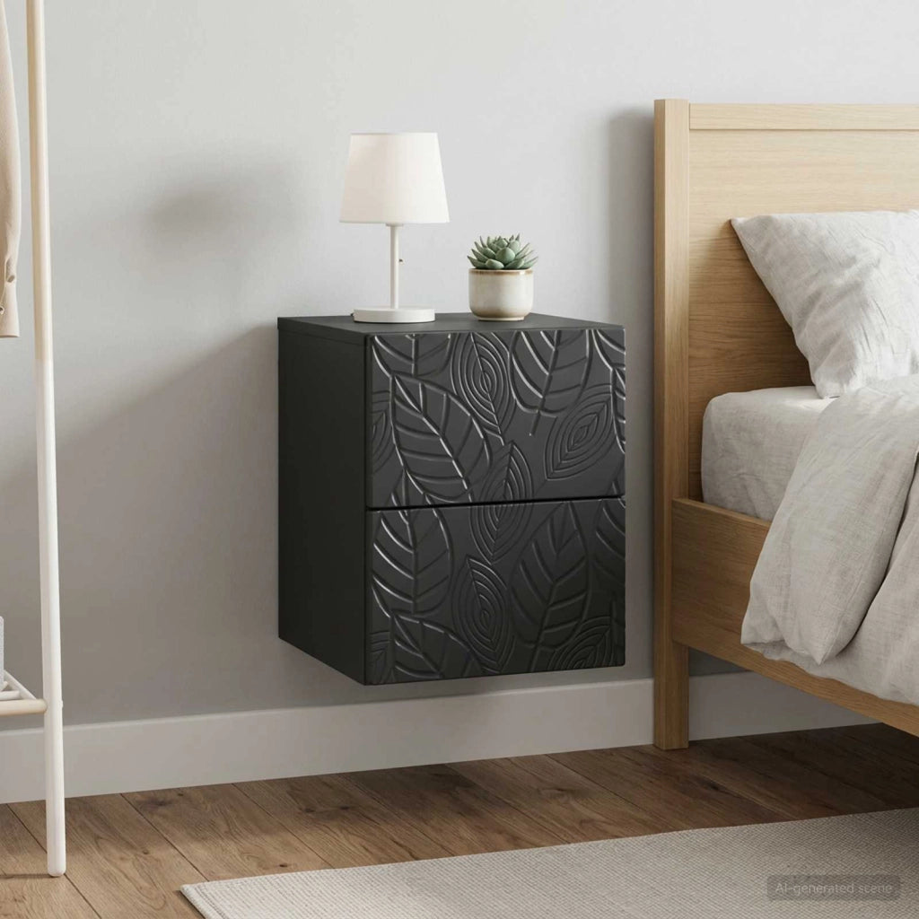 Mobiletto da notte a muro 2 pz Nero 34,5 x 33 x 40 cm 898808