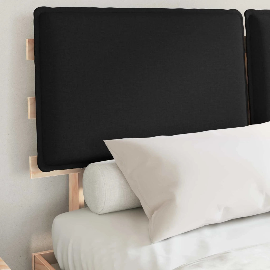 Letto con Testiera Rivestita Nero 135 x 190 cm Pino massello 877291
