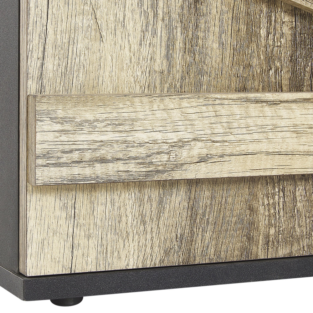 Libreria in legno chiaro e truciolare di color nero 163 cm design rustico soggiorno