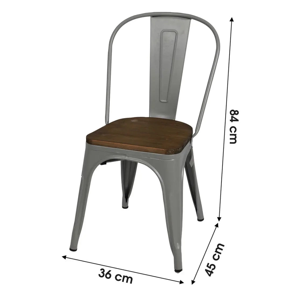Set di 4 sedie in metallo grigio chiaro in stile industriale. Collezione FACTORY.