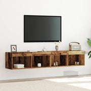 Armadi per TV  con luci LED 2 pz Legno antico 80x30x30 cm