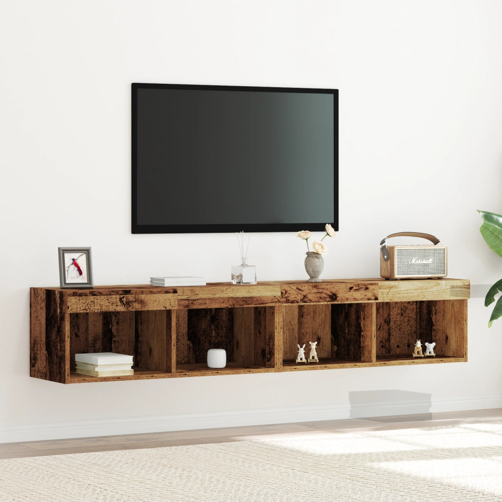 Armadi per TV  con luci LED 2 pz Legno antico 80x30x30 cm
