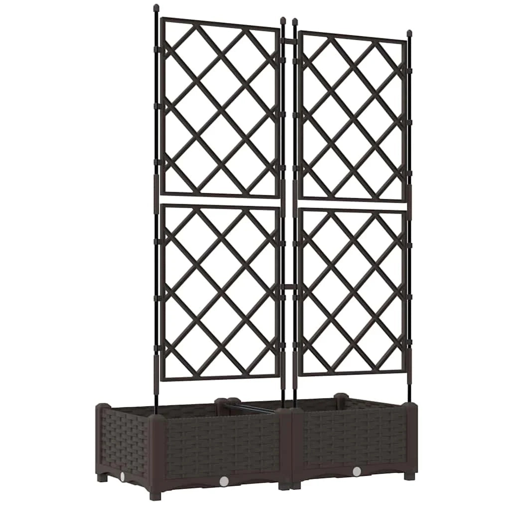 Set di 2 fioriere da giardino moderne in acciaio 80 x 40 x 125,5 cm resistenti finitura marrone chic 02_0058512