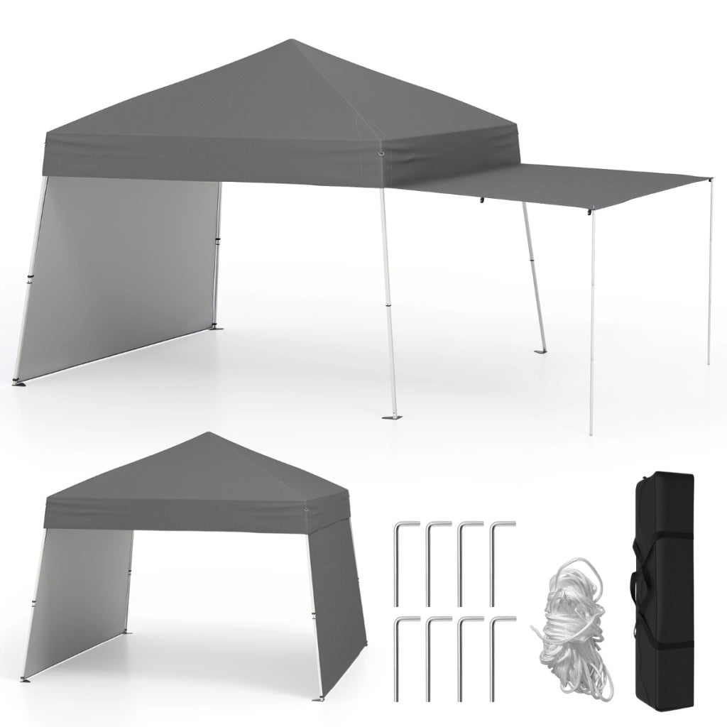 Tenda gazebo con pareti laterali convertibili in tenda da sole, Rifugio solare da esterno pieghevole Grigio-Gazebo