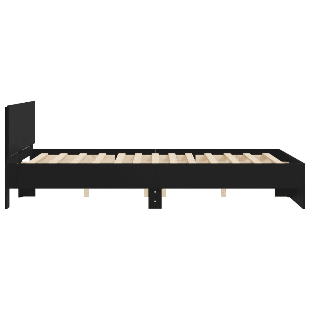 Letto matrimoniale | Letto per adulti | Giroletto con Testiera Nero 150x200 cm