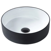 Lavabo da bagno rotondo in ceramica 36 cm nero e bianco stile moderno elegante
