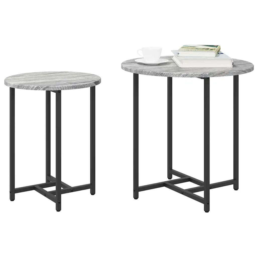 Set tavolini 2 pcs Grigio Sonoma e Nero 869699