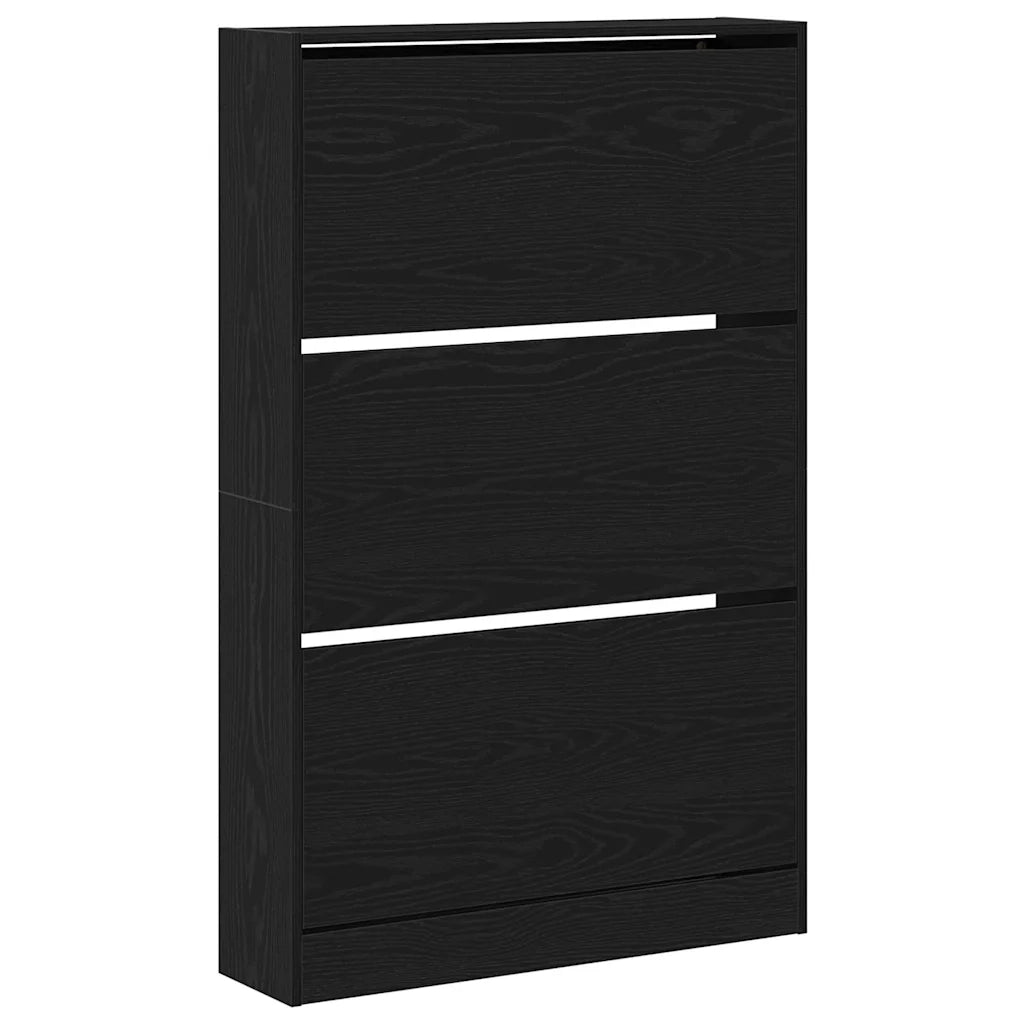 Mobile per scarpe con porta-Scarpiera Rovere Nero 80 x 21 x 125,5 cm
