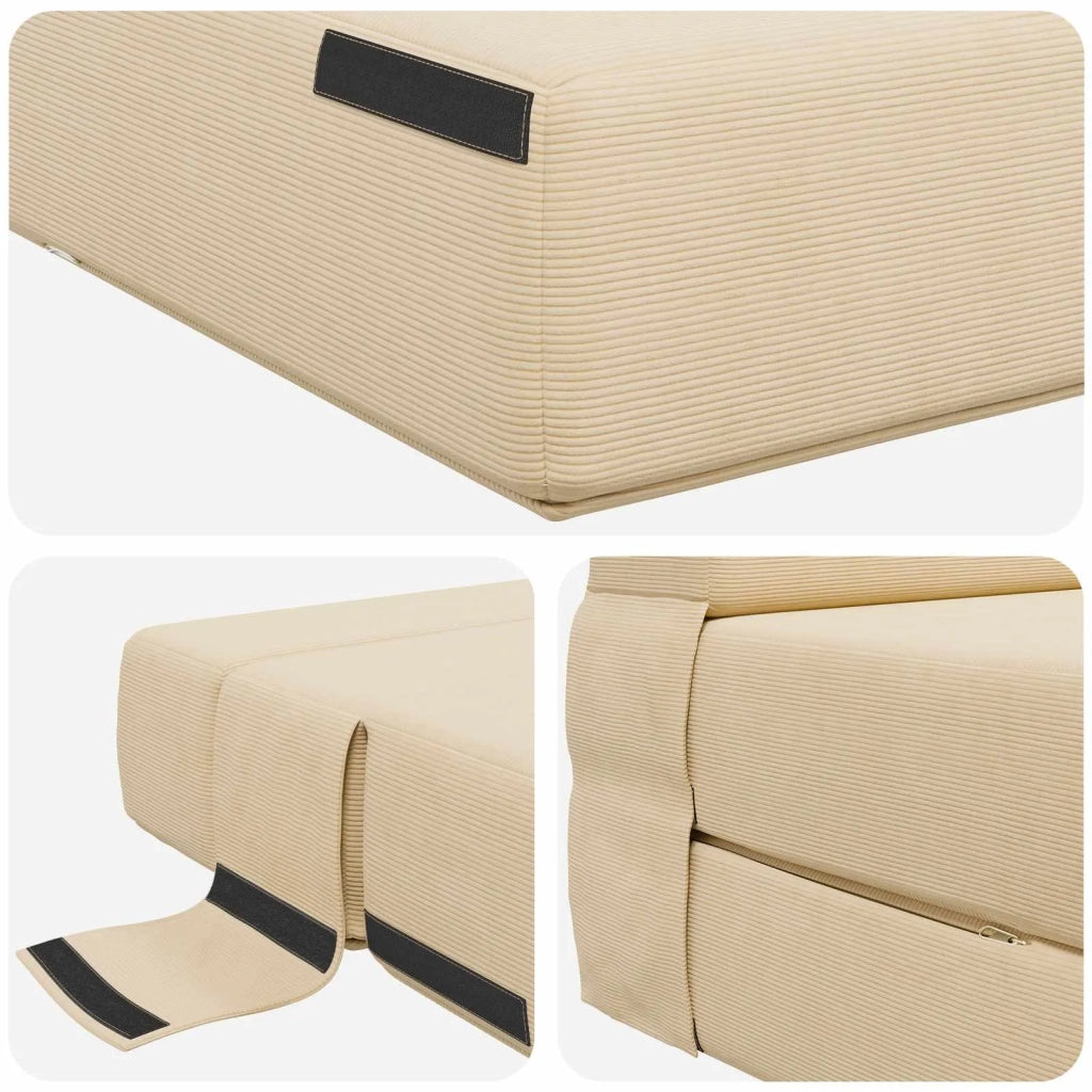 Divano Letto Pieghevole Crema 152 x 86,5 x 60 cm Tessuto 900133