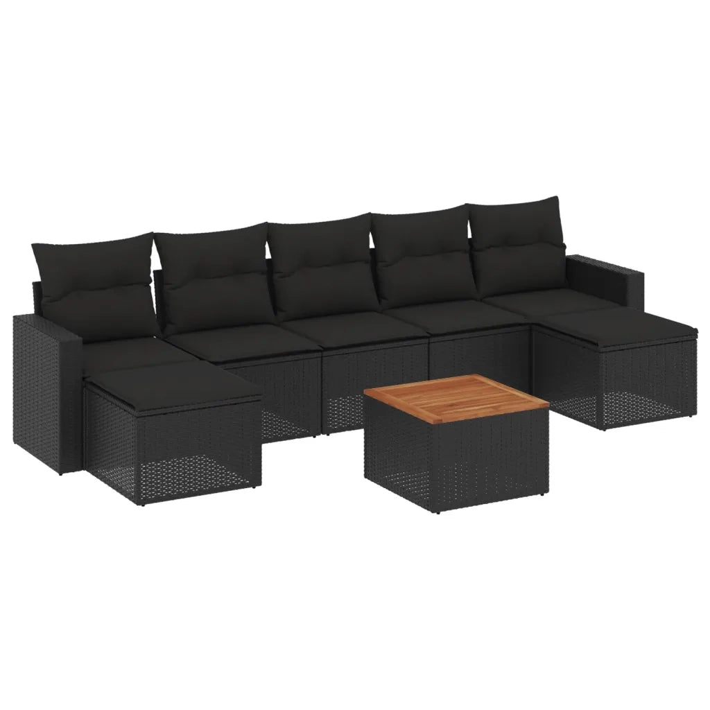 Set Divani da Giardino con Cuscini 8 pz Nero in Polyrattan 3256580