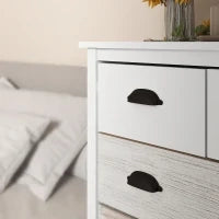 Credenza Cassettiera con 5 Cassetti, Superficie Laccata, MDF e Legno di Pino, 70 x 38 x 85 cm, Bianco