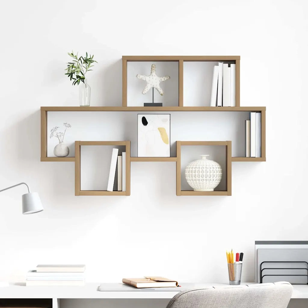 Scaffale da parete rovere artigianale 82 x 15 x 51 cm 875183